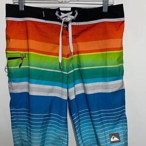 Quick Silver Men's Multicolor Colorblock Stripe Board Shorts Size 32